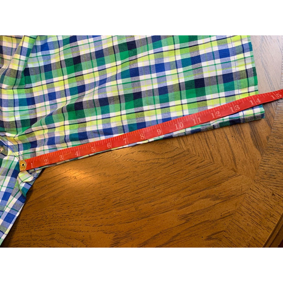 PJ Mark Plaid Green Blue Yellow Baggy Hip Hop Flat Front Shorts Size 34 - Picture 6 of 6